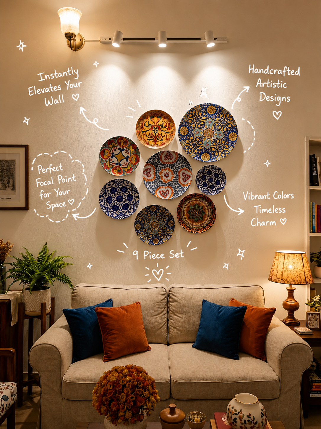 metal Wall Plate Decor Set (8 pcs) – Luxury Home Wall Art